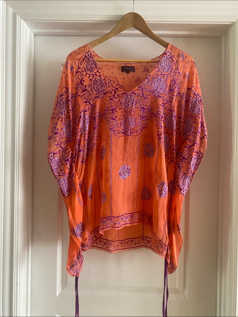 Hale Bob Bright Orange Tunic with Purple Medallion Print